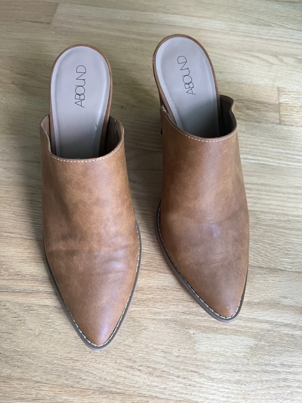 Abound Tan Pointed-Toe Slip-On Mules
